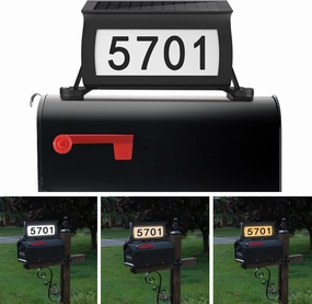 Solar Backlit Address Sign for Mailbox, House Number Plaque Double Side Illuminated Design IP65 Waterproof, 3-Color in 1 Easy to Install Mailbox Topper for Vistor, Mailman, UberEats, Emergency Service