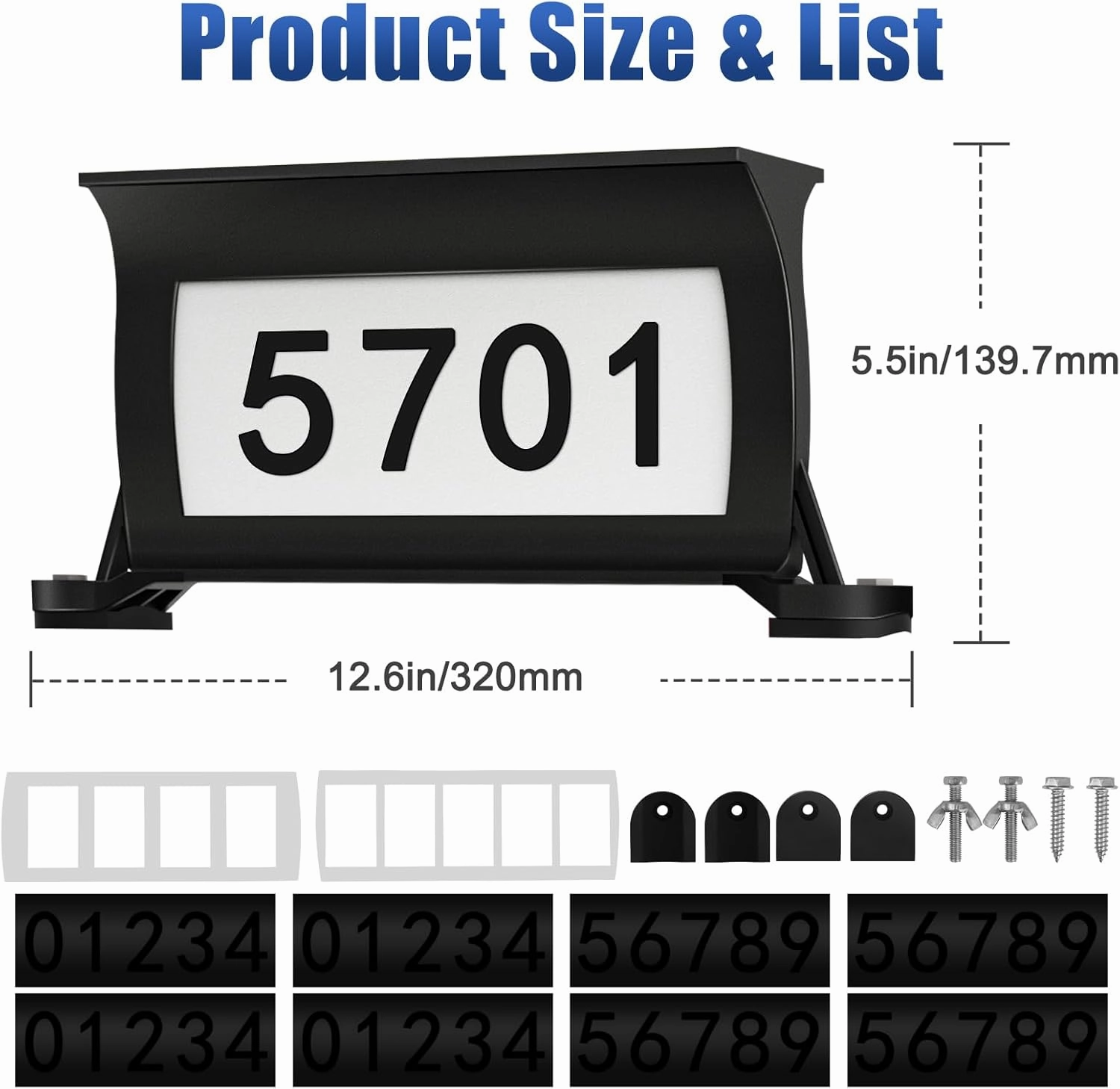 Solar Backlit Address Sign for Mailbox, House Number Plaque Double Side Illuminated Design IP65 Waterproof, 3-Color in 1 Easy to Install Mailbox Topper for Vistor, Mailman, UberEats, Emergency Service