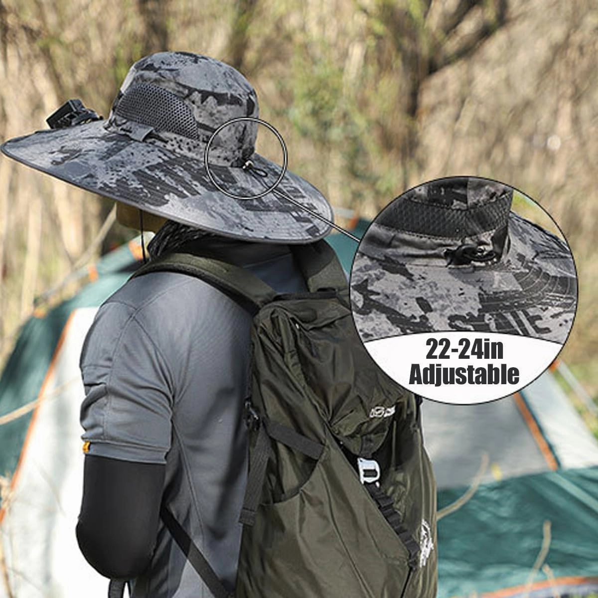 Solar Powered Fan Hat for Seniors, Rechargeable Cooling Sun Hat with Wide Brim, UV Protection, for Walking & Travel