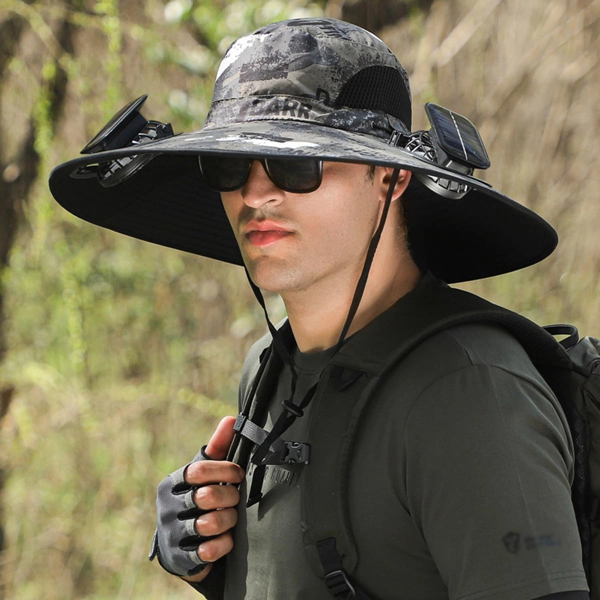 Solar Powered Fan Hat for Seniors, Rechargeable Cooling Sun Hat with Wide Brim, UV Protection, for Walking & Travel