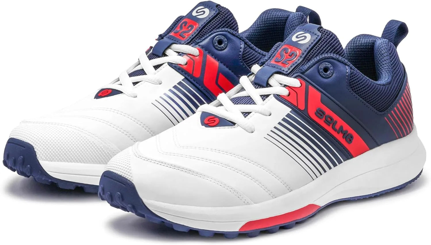 SOLM8 S2 Cricket Shoes Men Boys Junior Players - Advanced Grip Rubber Spikes for Turf/Grass, Ultralight Cushioning in Bright Colors (2025 Edition)