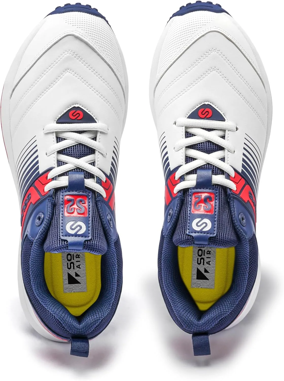 SOLM8 S2 Cricket Shoes Men Boys Junior Players - Advanced Grip Rubber Spikes for Turf/Grass, Ultralight Cushioning in Bright Colors (2025 Edition)