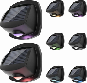 SOLPEX Solar Lights Outdoor Waterproof IP65, Solar Stair Lights Outdoor for Fence, Deck, Step, RGB Multicolor LED 11 Lighting Modes House Wall Light for Porch, Backyard, Fence, Garden Decor-8 Pack