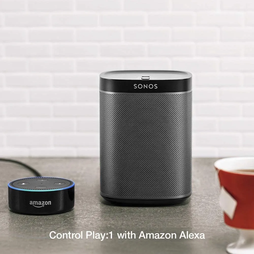 SONOS Play:1 Compact Wireless Speaker for Streaming Music. Compatible with Alexa. (Black) (Renewed)