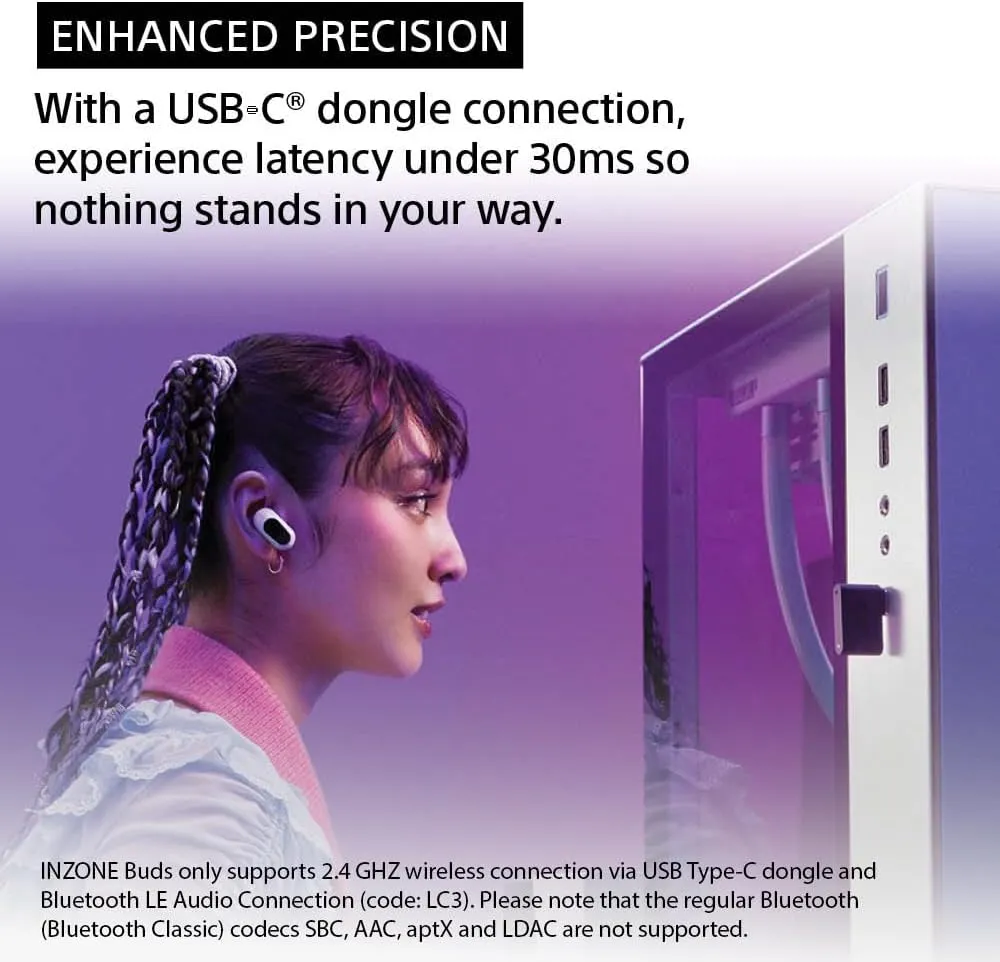 Sony INZONE Buds Wireless Gaming Earbuds, Perfect for PlayStation® 5, for PC/PS5/Switch/Mobile, 48Hr Battery with Case, Noise Canceling, 360 Spatial Sound, 2.4GHz USB-C Dongle, WF-G700N Black