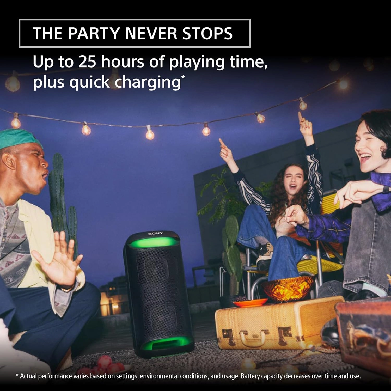 Sony SRS-XV500 Portable Bluetooth Karaoke Party Speaker & Karaoke Machine, 25-Hour Battery, Splash Resistant, Ambient Lights