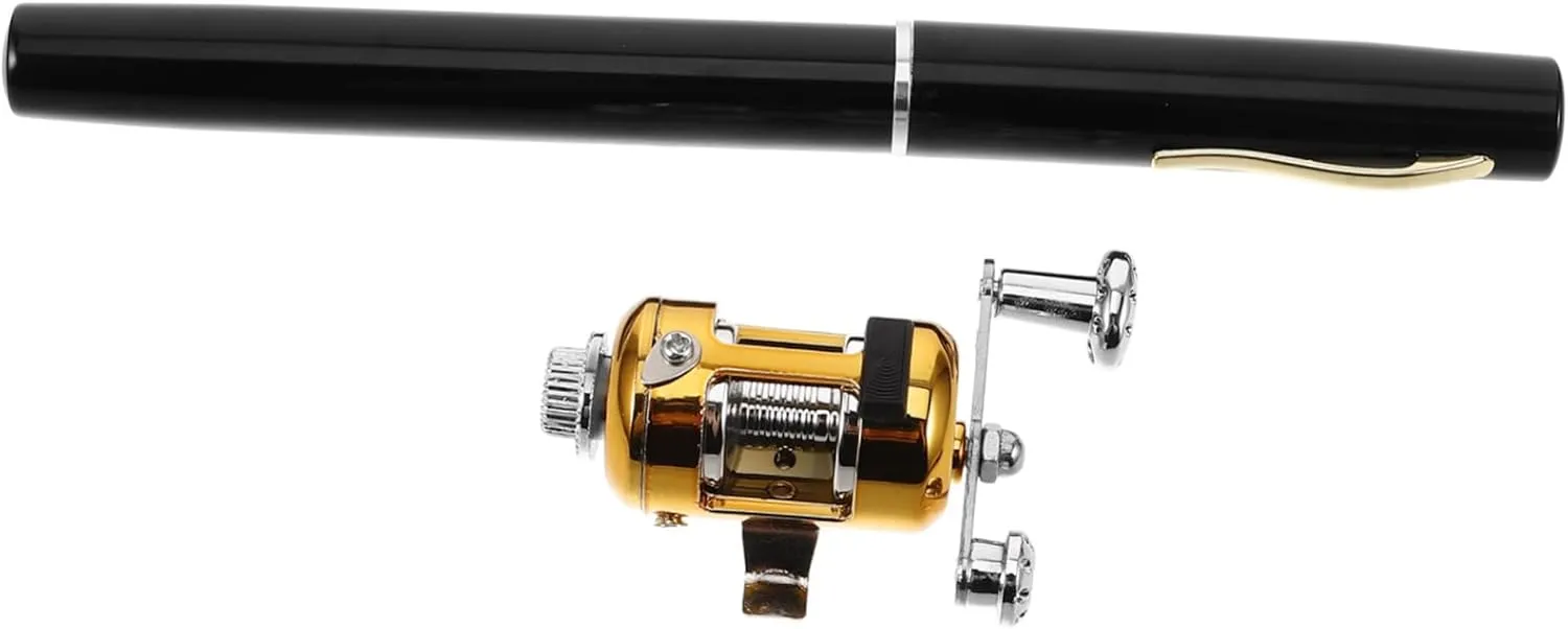 Sosoport Portable Pocket Fishing Rod Telescopic Ice Fishing Pole Lightweight Angling Pole Aluminum Alloy Pen-Style Winter Angling Accessories