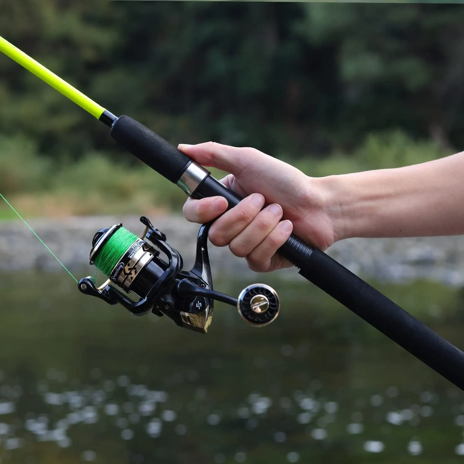 Sougayilang Catfish Fishing Rod and Reel Combo, 2-Piece Spinning Combo, Durable Graphite & Glass Blanks Fishing Pole for Crappie