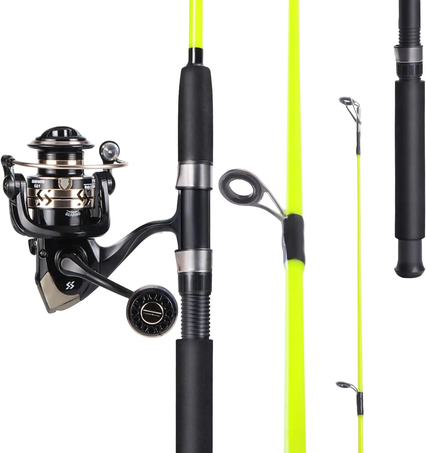 Sougayilang Catfish Fishing Rod and Reel Combo, 2-Piece Spinning Combo, Durable Graphite & Glass Blanks Fishing Pole for Crappie
