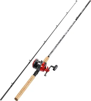 Sougayilang Fiberglass Fishing Rod Combo with Conventional Reel, Durable P-Cork Rod Handle, Medium Heavy for Catfish Salmon and Steelhead