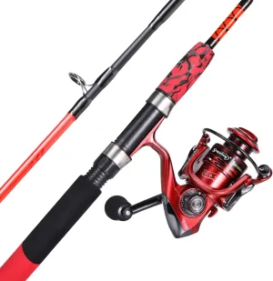 Sougayilang Spinning Reel and 2-Piece Fishing Rod Combo, Durable Graphite & Fiberglass Rod, Split-Grip Cork Handle,Right/Left Handle Position