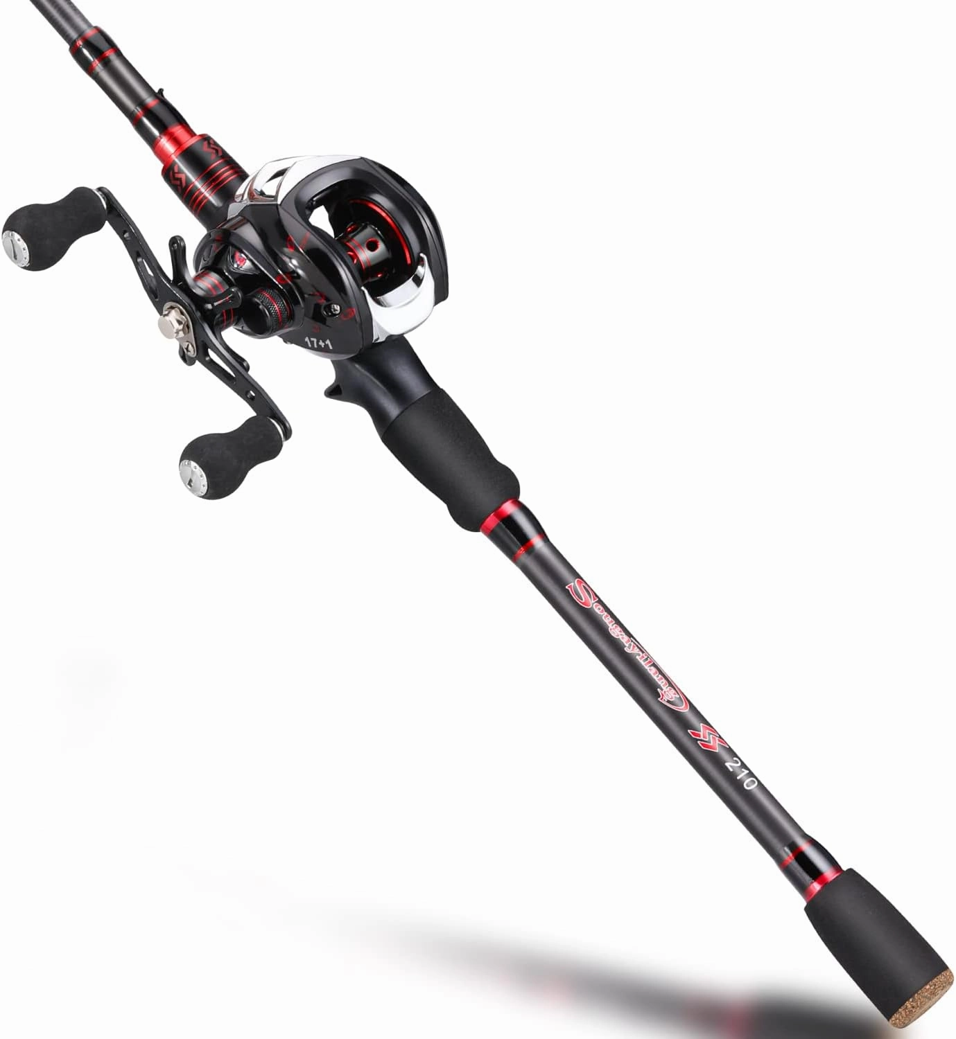 Sougayilang Fishing Rod and Reel Combo, Telescopic Casting Rod Baitcasting Reel with Carrier Bag Baitcaster Combo for Freshwater Saltwater