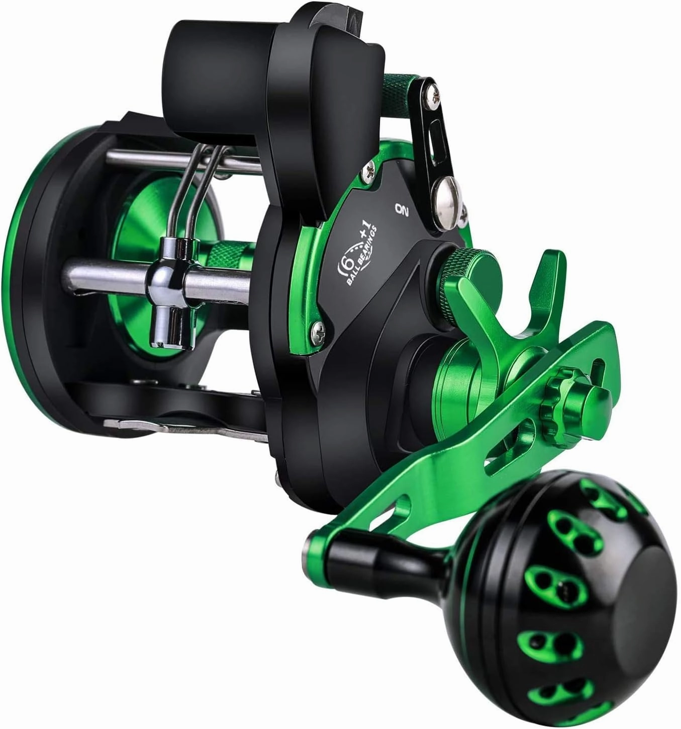 Sougayilang Line Counter Trolling Reel Graphite Body Fishing Reel Durable Stainless-Steel and Brass Gears, Powerful Carbon Disc Drag