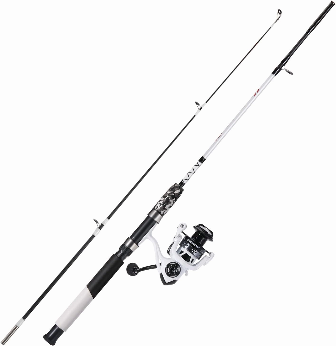 Sougayilang Spinning Reel and 2-Piece Fishing Rod Combo, Durable Graphite & Fiberglass Rod, Split-Grip Cork Handle,Right/Left Handle Position
