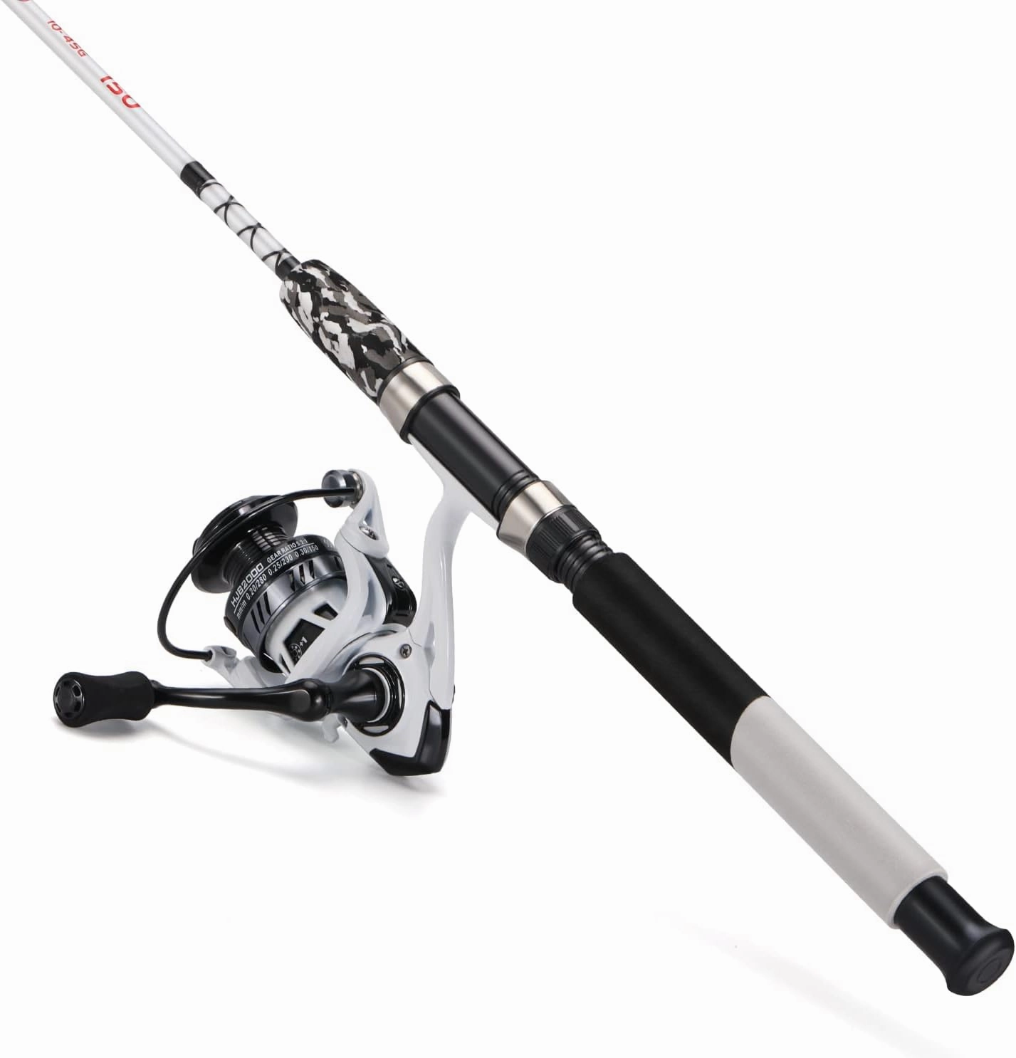Sougayilang Spinning Reel and 2-Piece Fishing Rod Combo, Durable Graphite & Fiberglass Rod, Split-Grip Cork Handle,Right/Left Handle Position