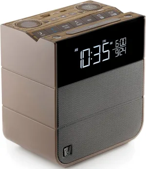 Sound Rise II, SFQ-16: Bedside Alarm Clock Radio & Bluetooth Speaker, with Large Display Screen, FM Radio, Fast USB Charging, and Nature Sound