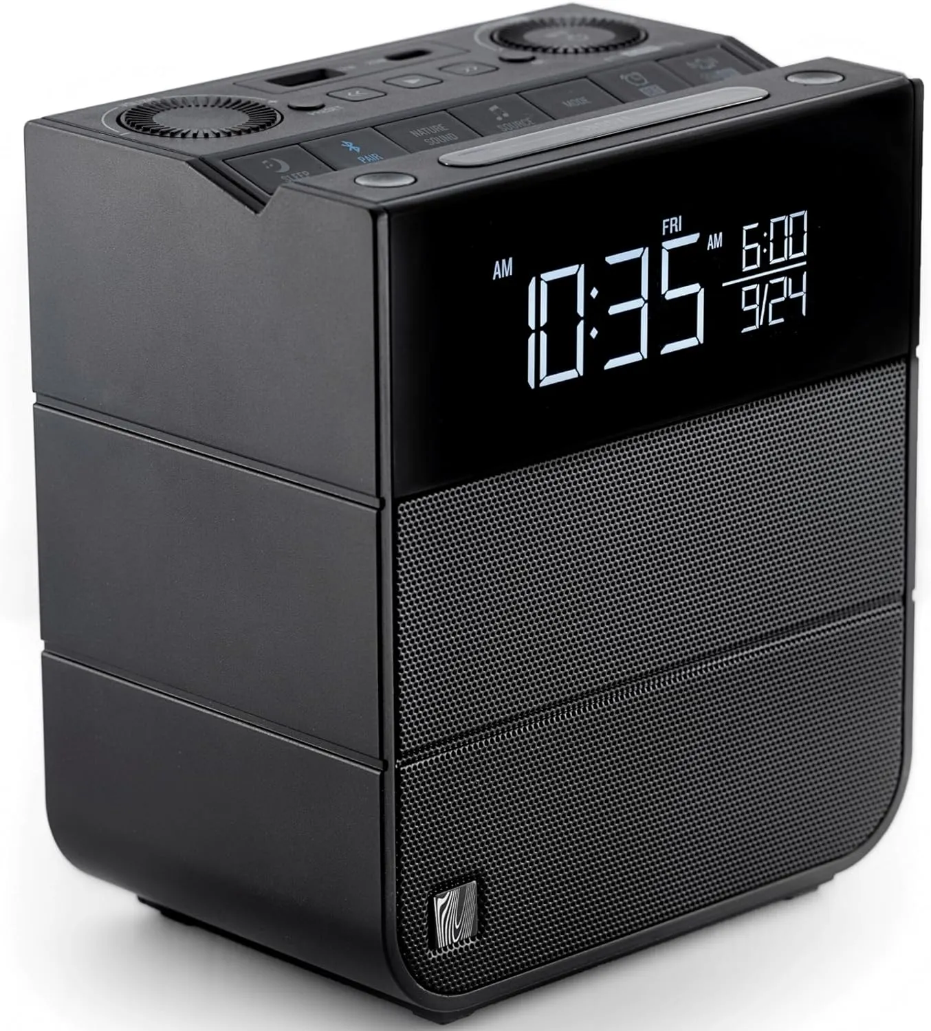 Sound Rise II, SFQ-16: Bedside Alarm Clock Radio & Bluetooth Speaker, with Large Display Screen, FM Radio, Fast USB Charging, and Nature Sound