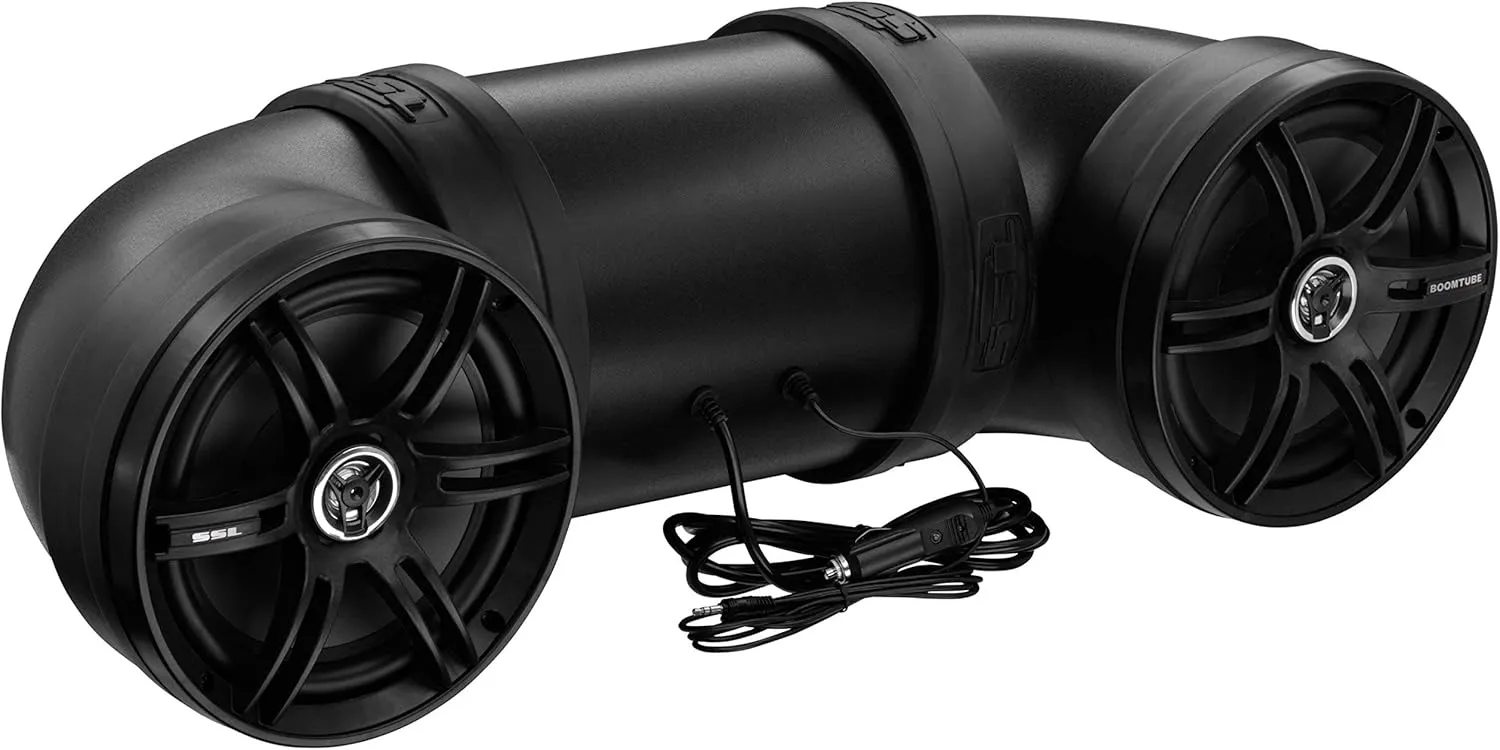 SOUNDSTORM BTB8 ATV UTV Weatherproof Sound System - 8 Inch Speakers, 1 Inch Tweeters, Amplified, Bluetooth, Aux-in, Easy Installation for 12V Vehicles