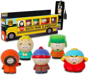 South Park Mini Figures 5 Pack - Bundle With Cupcake Topper Figurines Including Cartman, Stan, Kenny, and More | Party Supplies Set Plus Bookmark