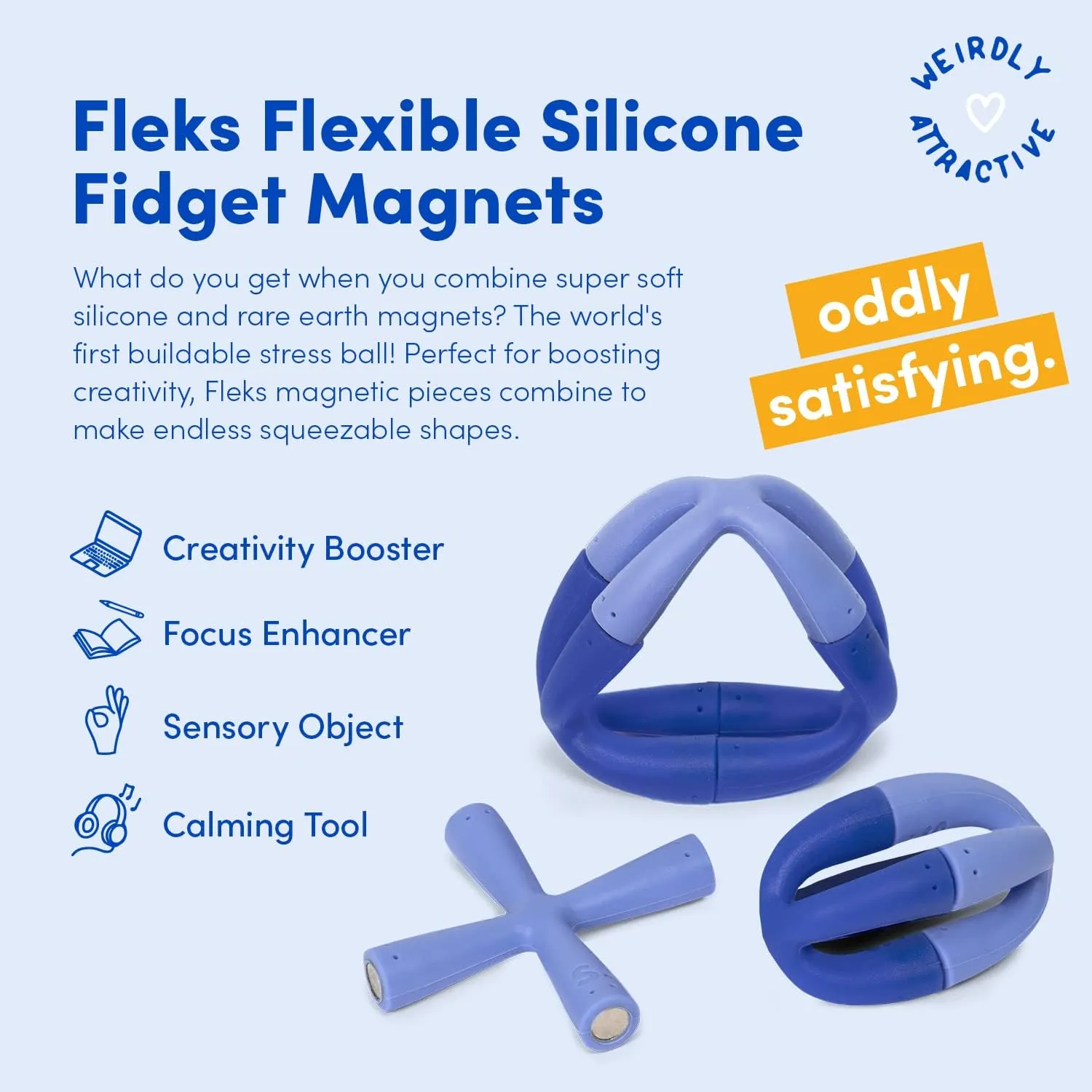 Speks Fleks Flexible Silicone Magnetic Fidget Toy - Fun Desk Toy for Adults & Teens 14  | Sensory Gadget, Stress Relief | 6-Piece Set, Bluegrass