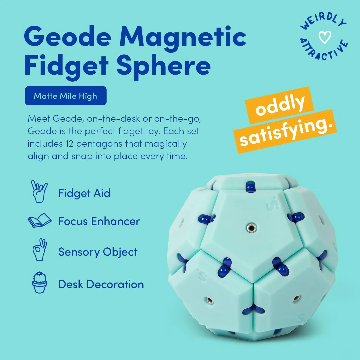 Speks Geode Magnetic Fidget Toy | Sensory Desk Toy for Adults & Teens 14  | Stress Relief Gift | Sphere, Mile High