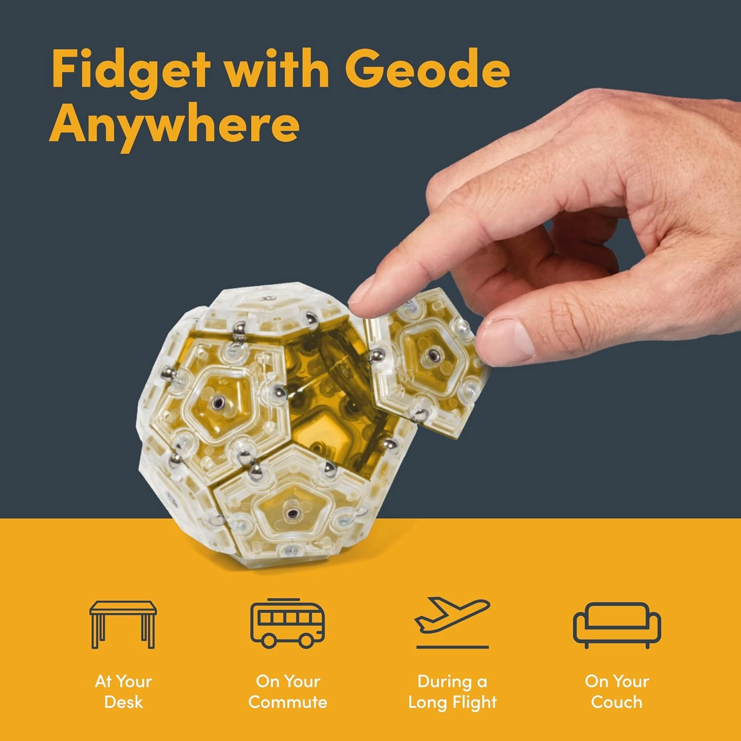 Speks Geode Magnetic Fidget Toy | Sensory Desk Toy for Adults & Teens 14  | Stress Relief Gift | Sphere, Topaz