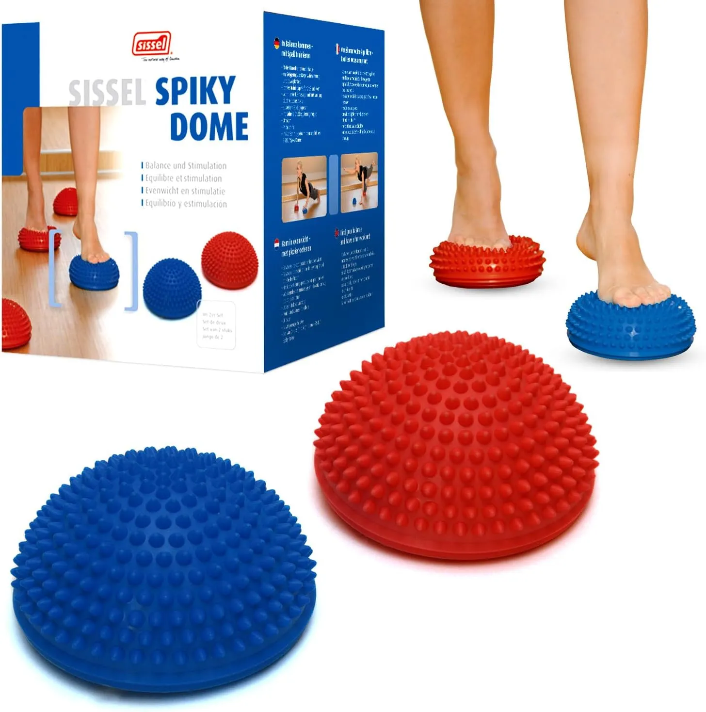 Spiky Dome Set of 2 | Balance & Coordination Training Device | 100% Phthalate-Free PVC | Colors: Blue & Red | Foot Massage & Fitness | Supports up to 176 lbs | Ideal for Home Gym & Therapy