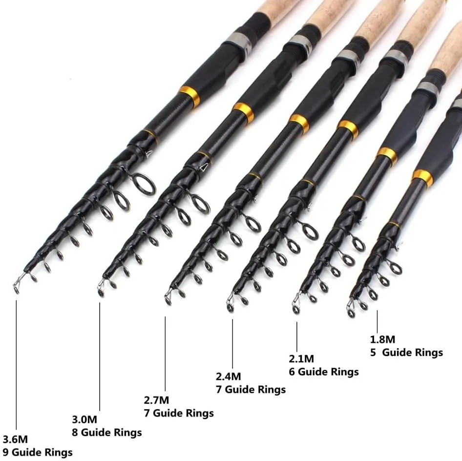 Spinning Casting Fishing Rod Carbon Fiber Telescopic Pole Saltwater Freshwater