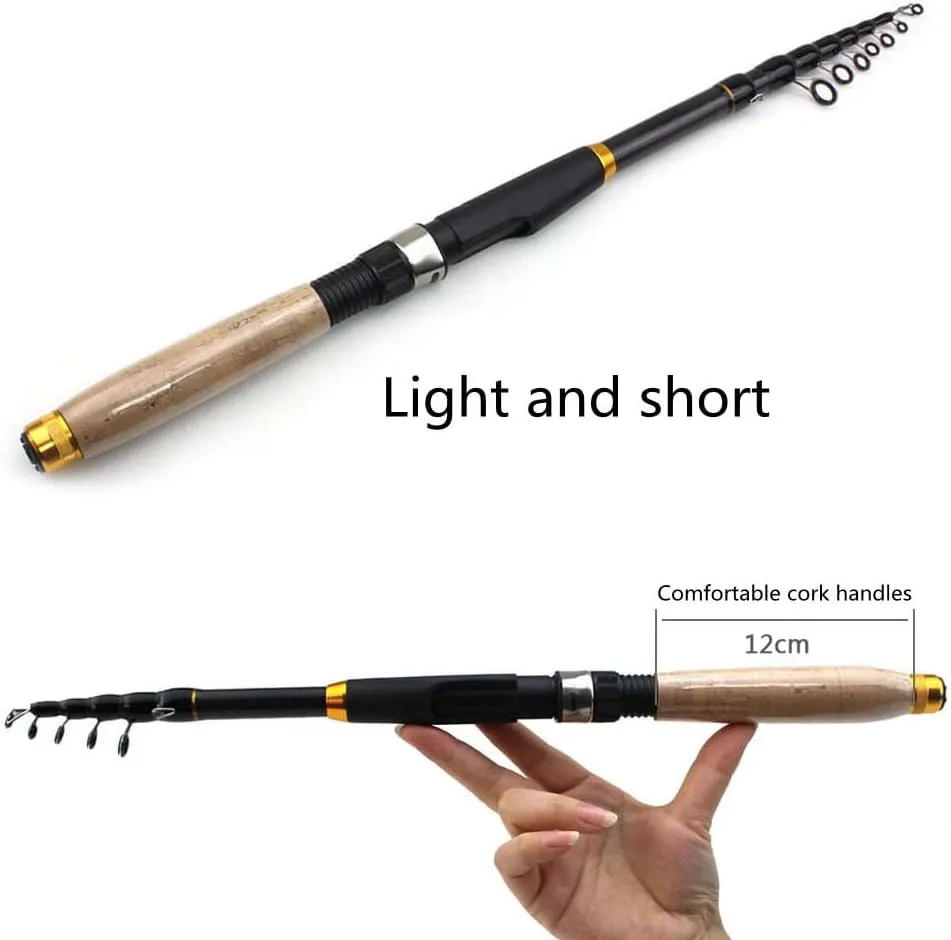 Spinning Casting Fishing Rod Carbon Fiber Telescopic Pole Saltwater Freshwater