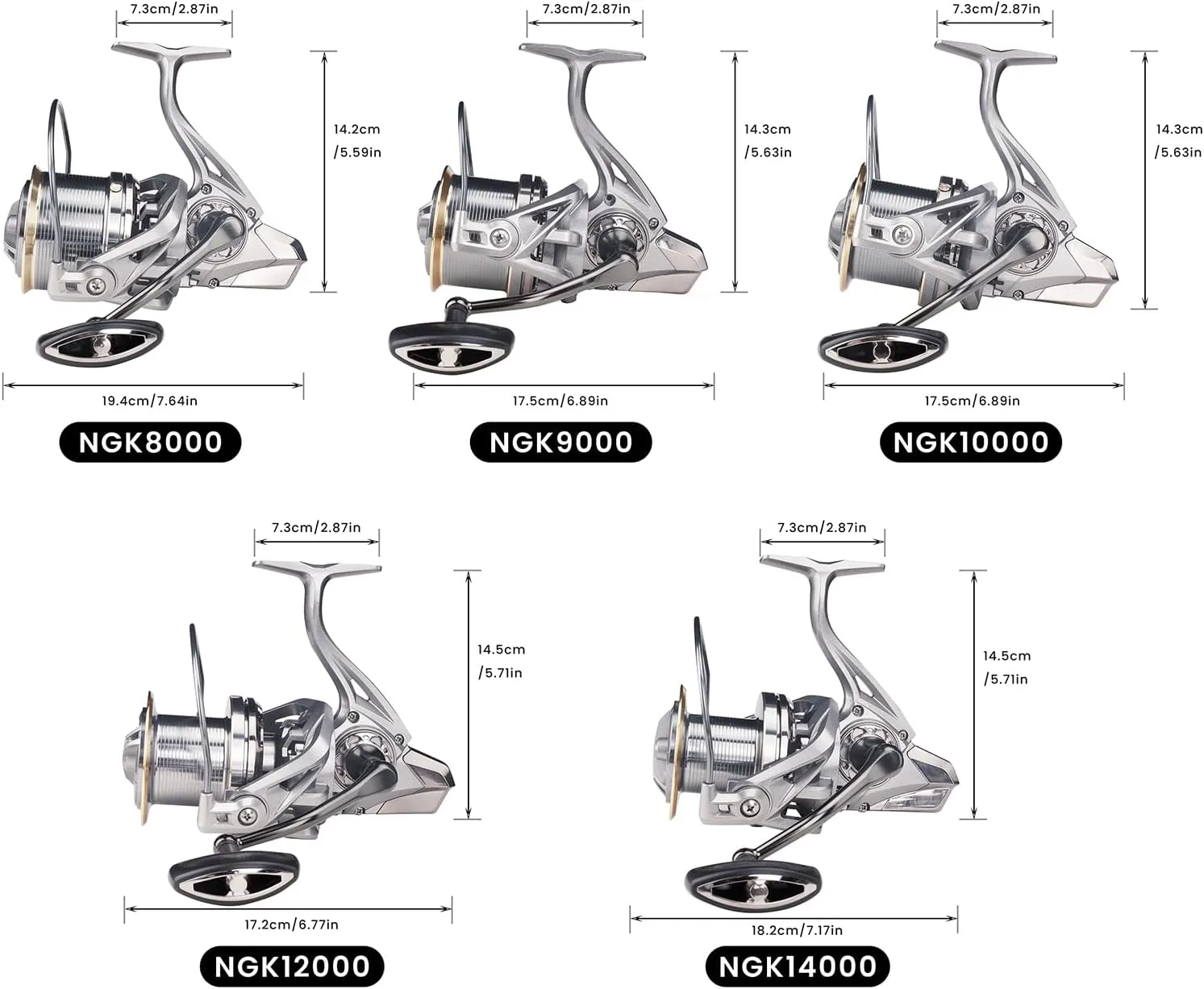 Spinning Reel 8000/9000/10000/12000/14000,17 1BB Graphite Frame Surf Fishing Reels,4.8:1 Gear Ratio 55lbs Max Drag Inshore&Offshore Saltwater Fish