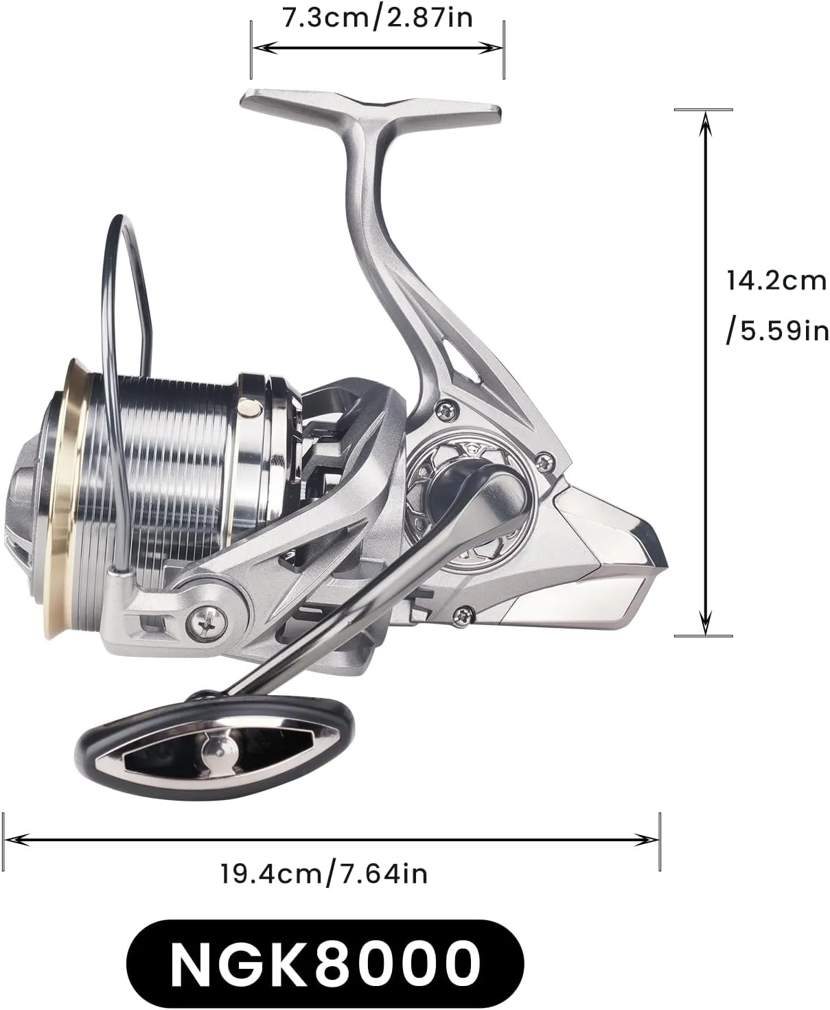 Spinning Reel 8000/9000/10000/12000/14000,17 1BB Graphite Frame Surf Fishing Reels,4.8:1 Gear Ratio 55lbs Max Drag Inshore&Offshore Saltwater Fish