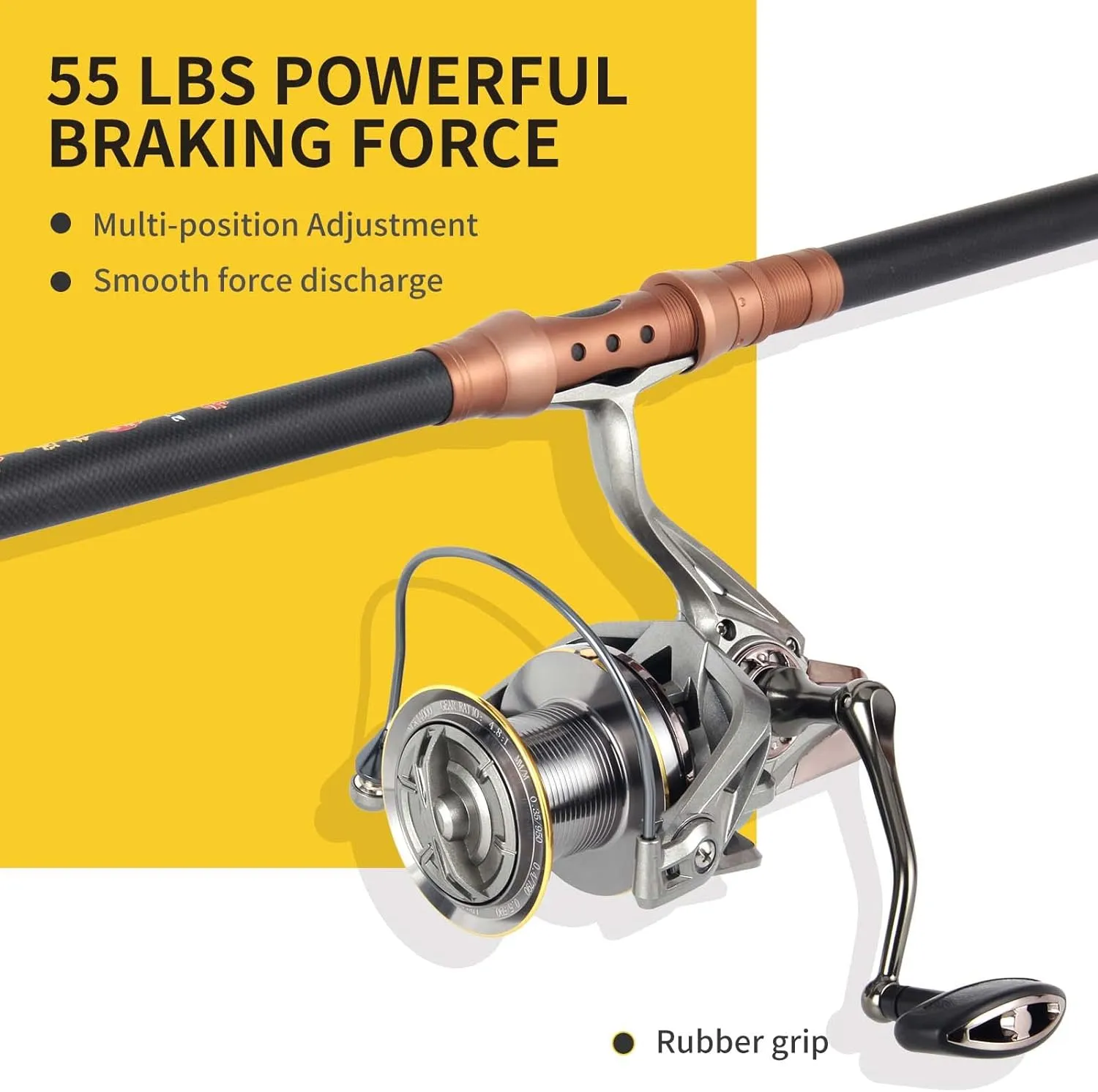 Spinning Reel 8000/9000/10000/12000/14000,17 1BB Graphite Frame Surf Fishing Reels,4.8:1 Gear Ratio 55lbs Max Drag Inshore&Offshore Saltwater Fish