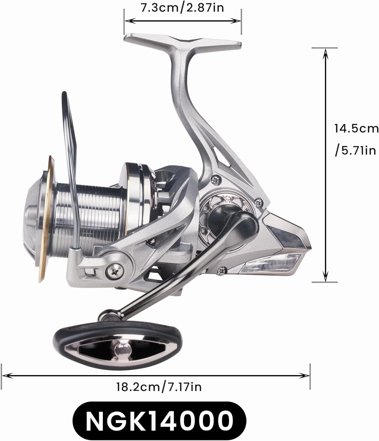 Spinning Reel 8000/9000/10000/12000/14000,17 1BB Graphite Frame Surf Fishing Reels,4.8:1 Gear Ratio 55lbs Max Drag Inshore&Offshore Saltwater Fish