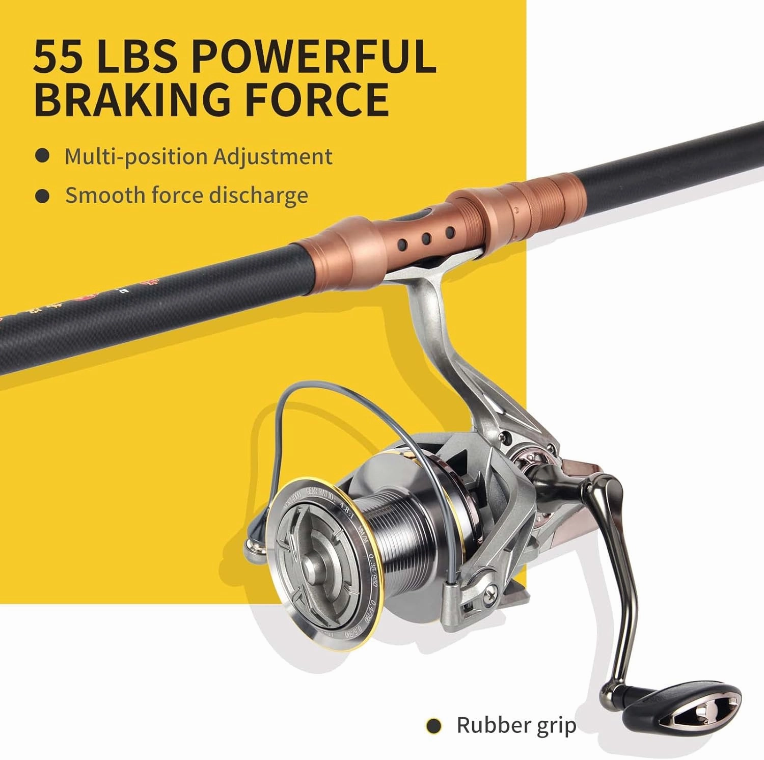 Spinning Reel 8000/9000/10000/12000/14000,17 1BB Graphite Frame Surf Fishing Reels,4.8:1 Gear Ratio 55lbs Max Drag Inshore&Offshore Saltwater Fish