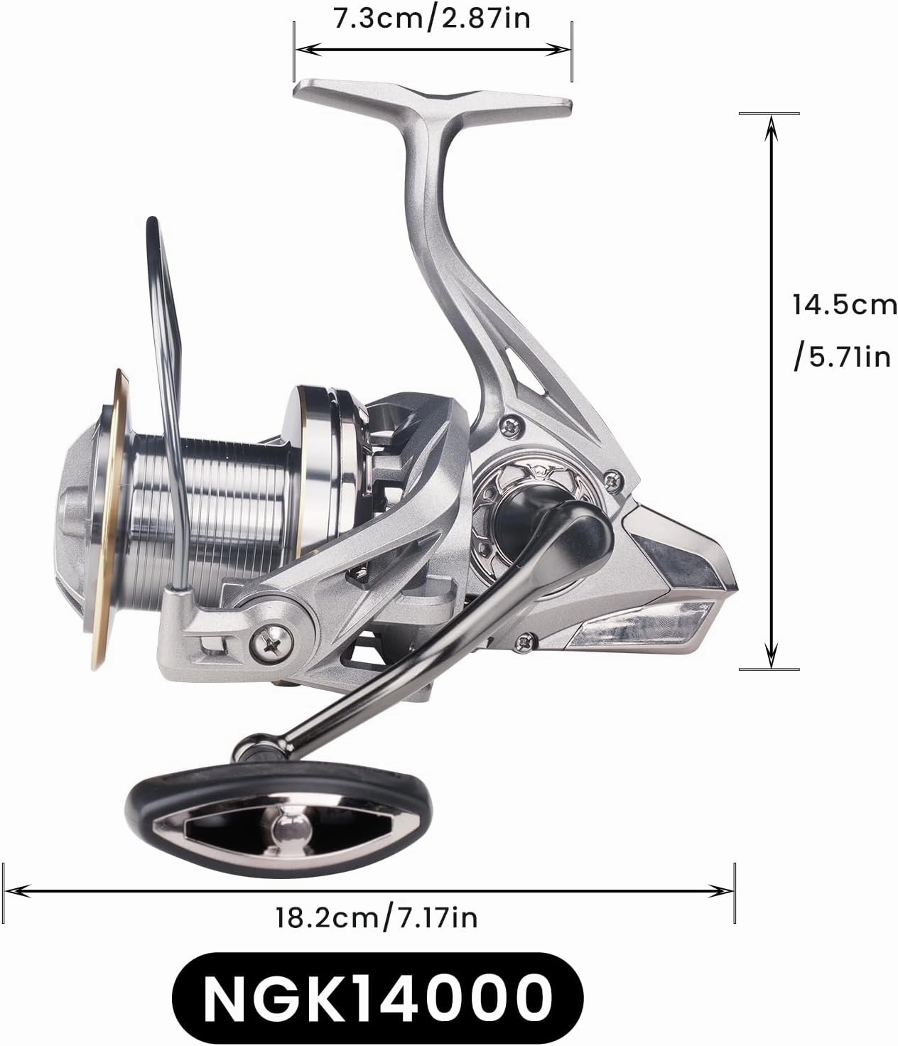 Spinning Reel 8000/9000/10000/12000/14000,17 1BB Graphite Frame Surf Fishing Reels,4.8:1 Gear Ratio 55lbs Max Drag Inshore&Offshore Saltwater Fish