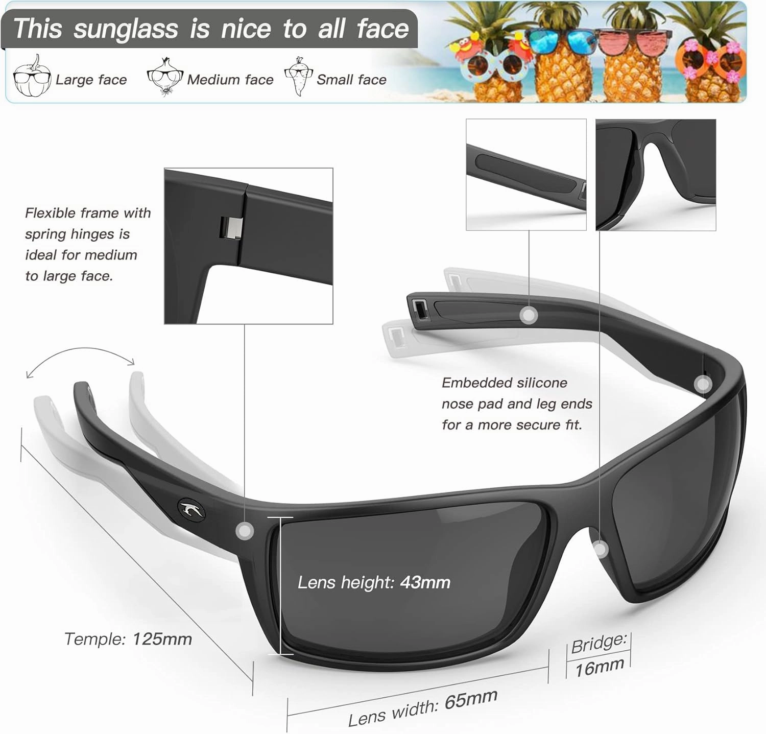 Sport Polarized Sunglasses for Men and Women, Running Fishing Cycling Driving Outdoor Sunglasses UV Protection