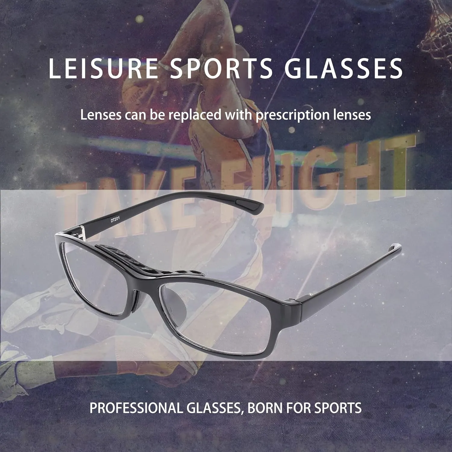 Sports Goggles Glasses Football Soccer Safety Glasses Goggles Adjustable Strap Interchangeable Temples for Men Youth