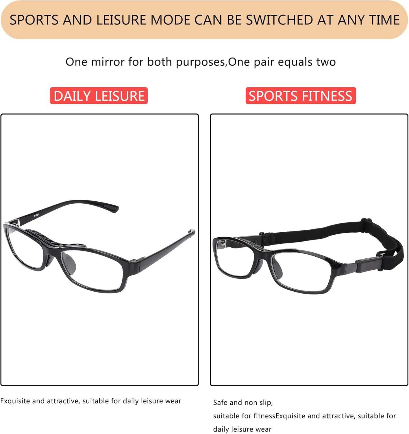 Sports Goggles Glasses Football Soccer Safety Glasses Goggles Adjustable Strap Interchangeable Temples for Men Youth