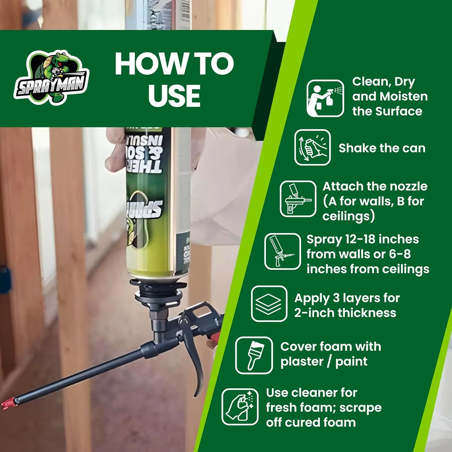 Spray Foam Insulation Kit (480 Sq.Ft.) - Closed Cell Polyurethane Expanding Foam Sealant, Thermal & Acoustic Protection for Wall and Attic - Gun & Cleaner Included, 27.1 oz, 24 Pack