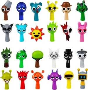 Sprunki Action Figures - Collectible Cake Toppers, Easter Egg Hunt Gifts Durable Non-Toxic Material & Office Decor for Kids/Adults/Fans (24Pcs)