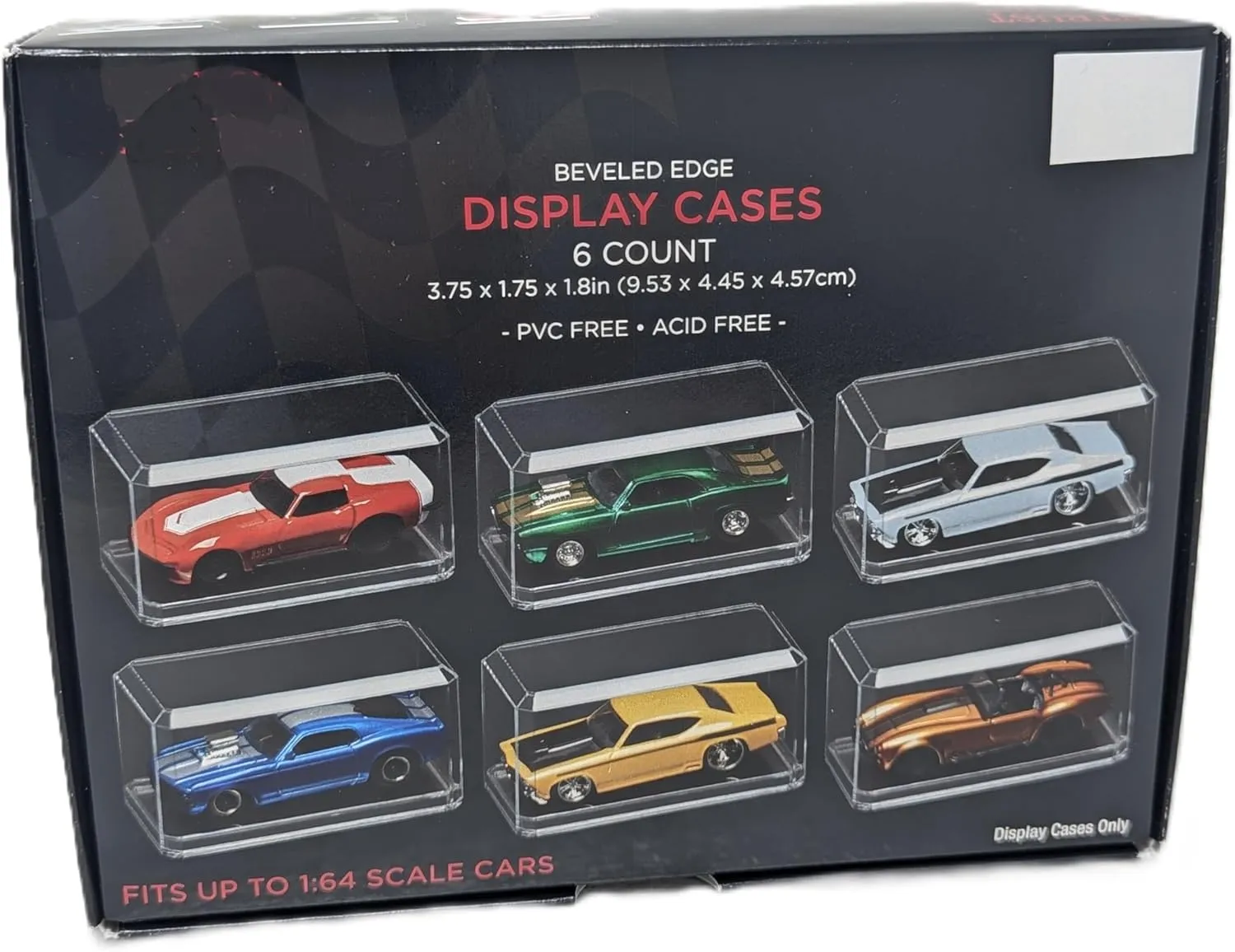Stackable Crystal Display Cases for 1:64 Scale Cars, 6-Pack - Transparent & Beveled Edge Design