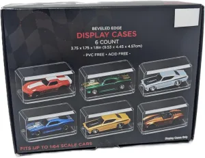 Stackable Crystal Display Cases for 1:64 Scale Cars, 6-Pack - Transparent & Beveled Edge Design