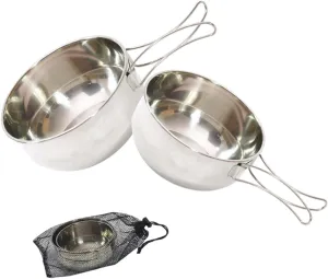 Stainless Steel Bowl Set Snap Fold Camping Bowl Brushed Polished Inner Easy to Clean Compact for Hiking Bbq