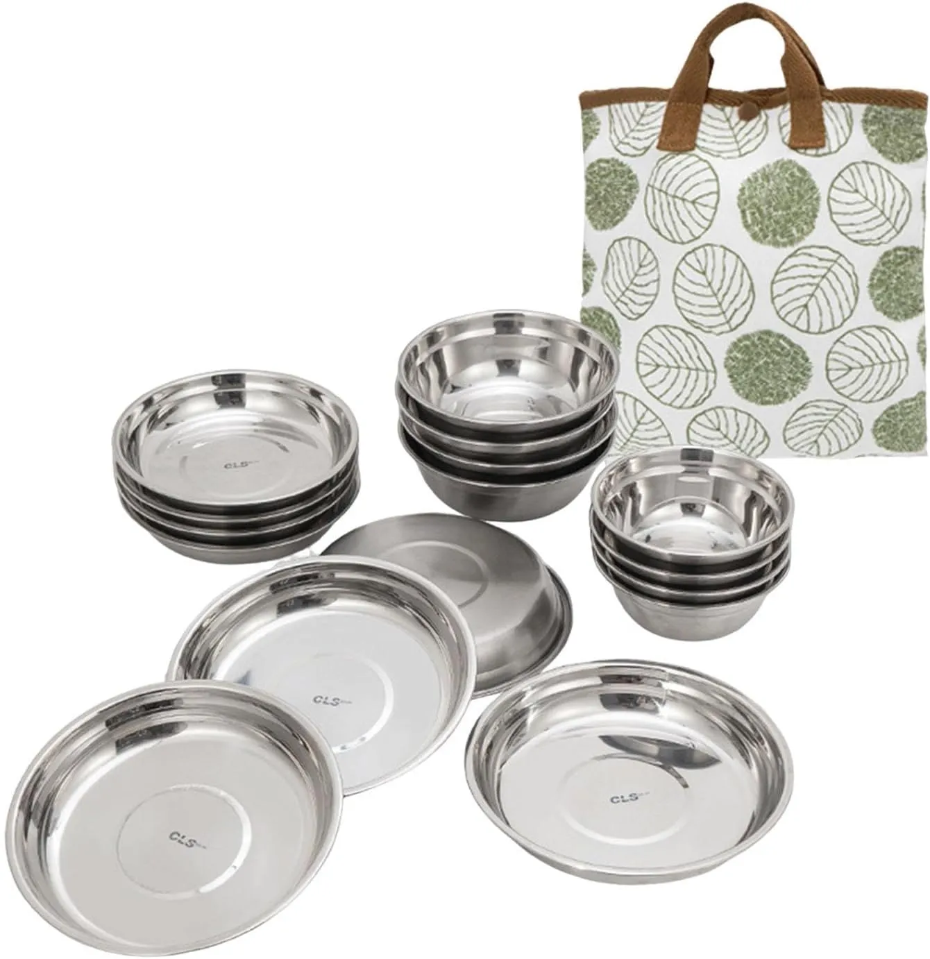 Stainless Steel Plates and Bowls Camping Mess Set for Party Trips Hiking