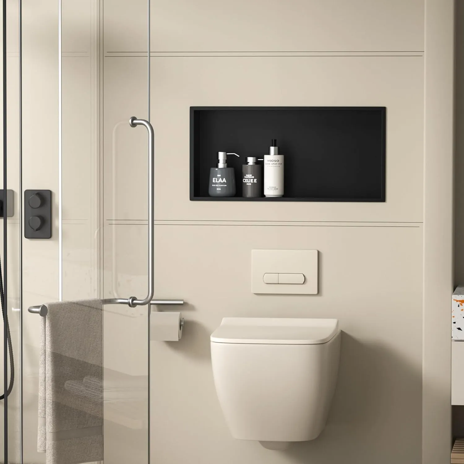 Stainless Steel Shower Niche 24" X 12" Matte Black No Tile Needed Horizontal Niche Shower Recessed Wall Niches for Bathroom Storage Over Mount Installation