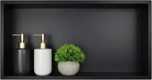 Stainless Steel Shower Niche 24" X 12" Matte Black No Tile Needed Horizontal Niche Shower Recessed Wall Niches for Bathroom Storage Over Mount Installation