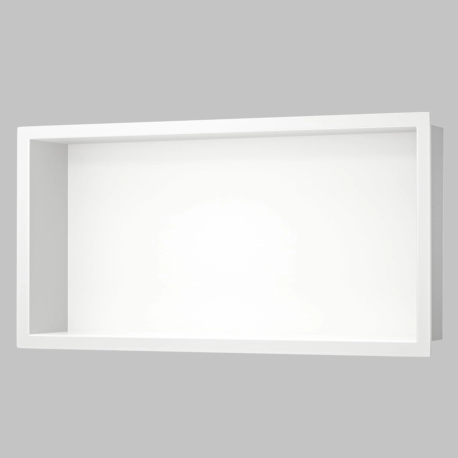 Stainless Steel Shower Niche 24" X 12" White No Tile Needed Niche Shower Recessed Wall Horizontal Niches for Bathroom Storage Over Mount Installation