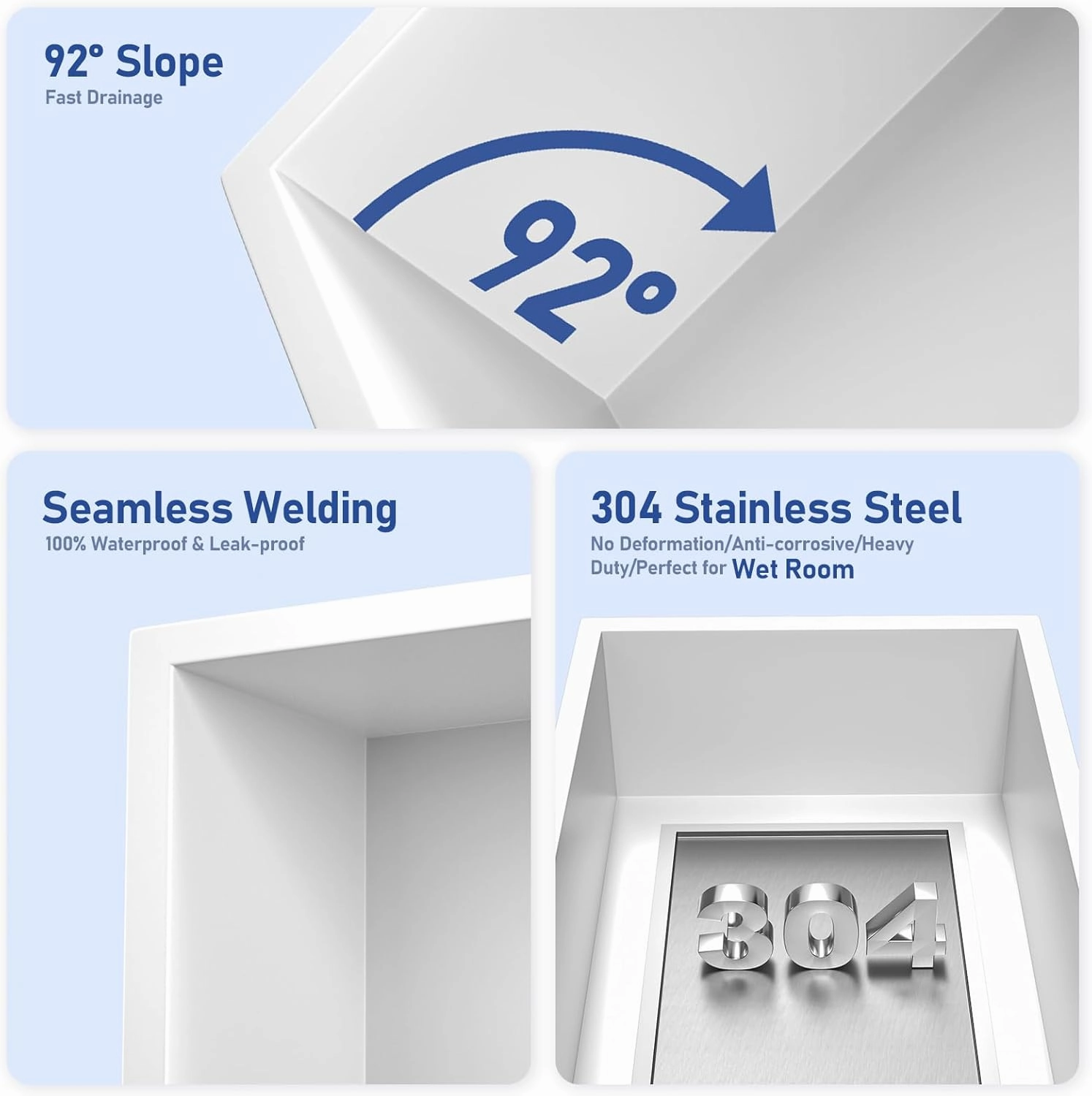 Stainless Steel Shower Niche 24" X 12" White No Tile Needed Niche Shower Recessed Wall Horizontal Niches for Bathroom Storage Over Mount Installation