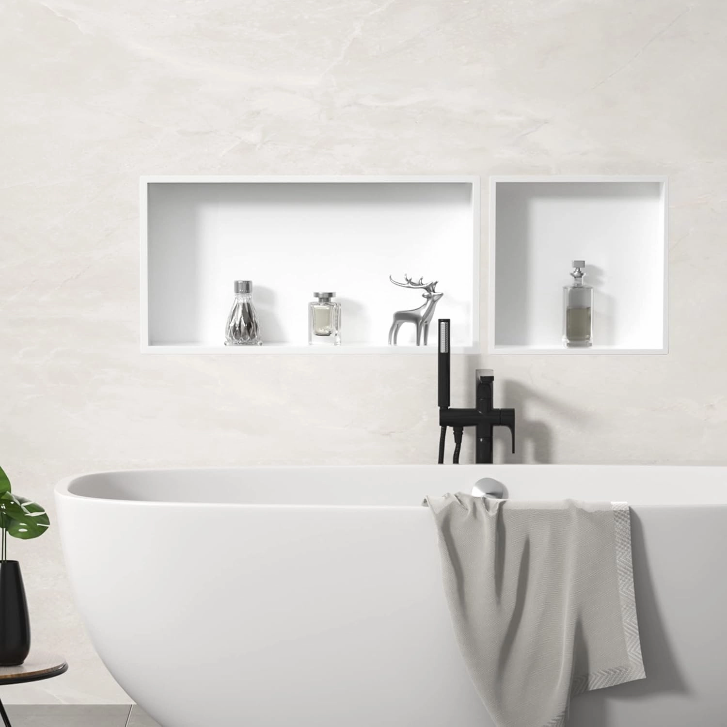 Stainless Steel Shower Niche 24" X 12" White No Tile Needed Niche Shower Recessed Wall Horizontal Niches for Bathroom Storage Over Mount Installation