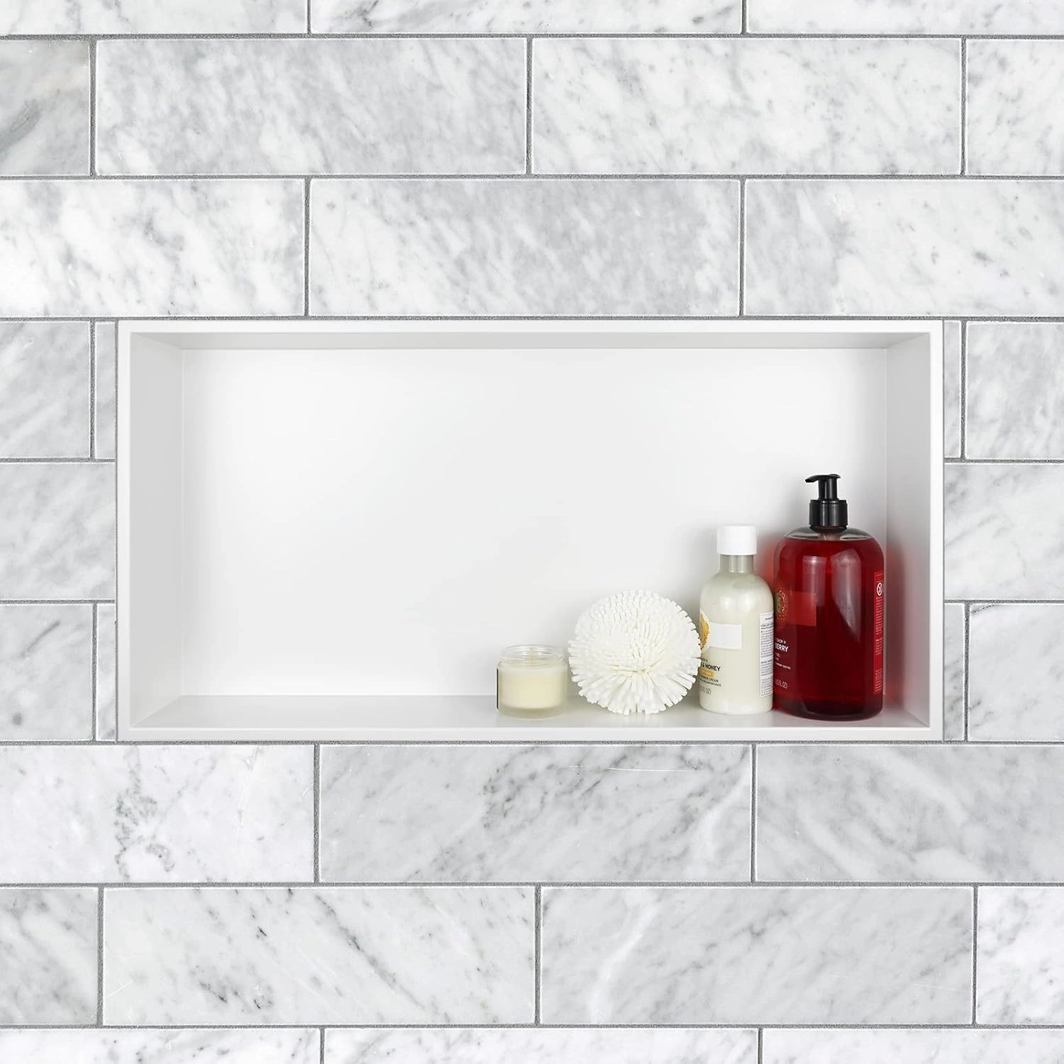 Stainless Steel Shower Niche 24" X 12" White No Tile Needed Niche Shower Recessed Wall Horizontal Niches for Bathroom Storage Over Mount Installation